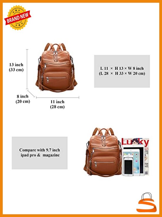 Genuine Leather Backpack Purse Laptop Compartment Convertible main image 5